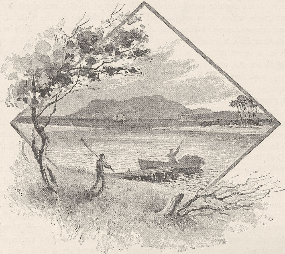 AUSTRALIA. Tasmania. Maria Island, from mainland 1890 old antique print